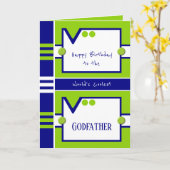 ハッピーバースデークールゴッドファーザー青と緑 カード (黄色い花)