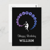 ハッピーバースデークールジャズミュージシャンブルー薄紫 ポストカード (正面/裏面)