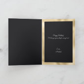 ハッピーバースデークールブラックバルーン金ゴールドタイポグラフィ カード (内部)