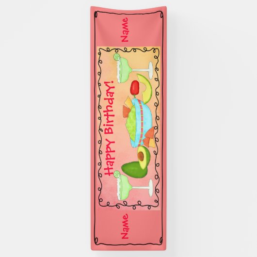 ハッピーバースデーグアカモールマルガリータカスタム 横断幕 (縦)