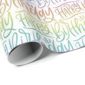 ハッピーバースデーグラデーション勾配手レタリング ラッピングペーパー (ロールコーナー)