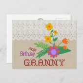 ハッピーバースデーグラニーCC0683手芸葉書 ポストカード (正面/裏面)