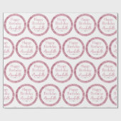 ハッピーバースデーグラマリーピンクグリッターとダイヤモンド ラッピングペーパー (フラット)