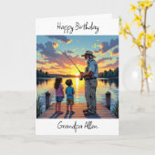 ハッピーバースデーグランドパパーソナライズされた カード (黄色い花)