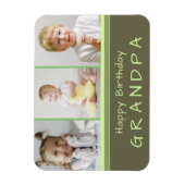 ハッピーバースデーグランドパフォトコラージグリーン マグネット (縦)