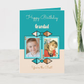 ハッピーバースデーグランドフォトターコイズとクリーム カード (正面)