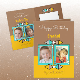 ハッピーバースデーグランドフォト茶色と黄色 カード