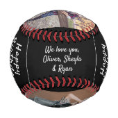 ハッピーバースデーグランパモダン3フォトコラージベース 野球ボール (裏面)