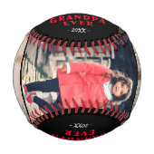 ハッピーバースデーグランパモダン3フォトコラージベース 野球ボール (正面)
