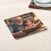 ハッピーバースデーグランパ スクエアペーパーコースター (アングル)