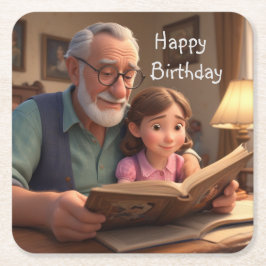 ハッピーバースデーグランパ スクエアペーパーコースター