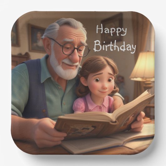 ハッピーバースデーグランパ ペーパープレート (正面)