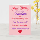 ハッピーバースデーグランマピンクパープルタイポグラフィカード カード (黄色い花)