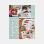 ハッピーバースデーグランマフォトコラージアクア フリースブランケット (正面)