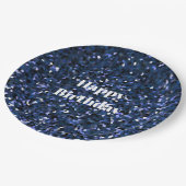 ハッピーバースデーグリッタリーブルーボーイズガールズ誕生日 ペーパープレート (アングル)
