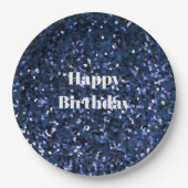 ハッピーバースデーグリッタリーブルーボーイズガールズ誕生日 ペーパープレート (正面)