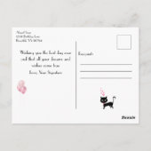 ハッピーバースデーグリッターピンクハートエッフェルタワーキャット ポストカード (裏面)