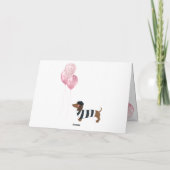 ハッピーバースデーグリッターピンクハートエッフェルタワードッグ カード (裏面)