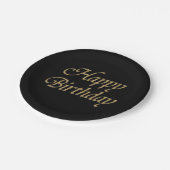 ハッピーバースデーグリッター金ゴールド モダン ペーパープレート (アングル)