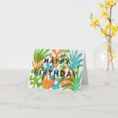 ハッピーバースデーグリーティングカードのスクリーンプリント効果 カード (黄色い花)