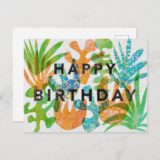 ハッピーバースデーグリーティングカードのスクリーンプリント効果 ポストカード (正面/裏面)