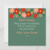 ハッピーバースデーグリーティングカードオリジナルの花 招待状 (裏面)