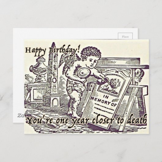 ハッピーバースデーグリーティングカードダークユーモアおもしろい ポストカード (正面/裏面)