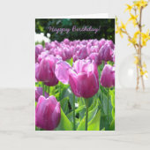 ハッピーバースデーグリーティングカードパープルチューリップ カード (黄色い花)