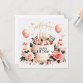 ハッピーバースデーグリーティングカード カード (正面/裏面インサイチュ)