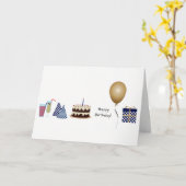 ハッピーバースデーグリーティングカード – ネイビーブルー カード (黄色い花)