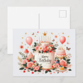 ハッピーバースデーグリーティングカード ポストカード (正面/裏面)