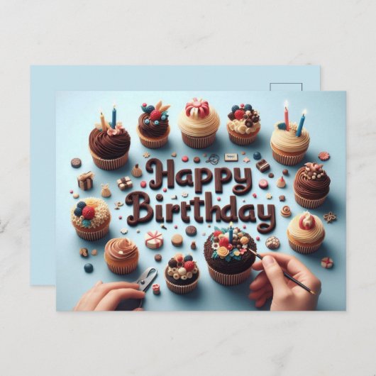 ハッピーバースデーグリーティングカード ポストカード (正面/裏面)