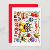 ハッピーバースデーグリーティングカード ポストカード (正面/裏面)