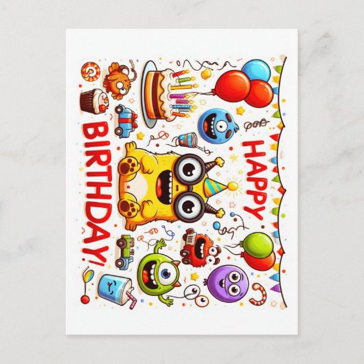 ハッピーバースデーグリーティングカード ポストカード (正面)