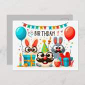 ハッピーバースデーグリーティングカード ポストカード (正面/裏面)