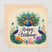 ハッピーバースデーグリーティングカード 招待状 (正面/裏面)