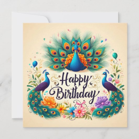 ハッピーバースデーグリーティングカード 招待状 (正面)