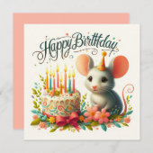 ハッピーバースデーグリーティングカード 招待状 (正面/裏面)