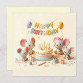ハッピーバースデーグリーティングカード 招待状 (正面/裏面)