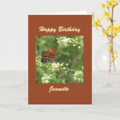 ハッピーバースデーグリーティングカード、蝶、カスタム カード (黄色い花)