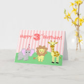 ハッピーバースデーグリーティングカード – 赤ちゃん動物 カード (黄色い花)