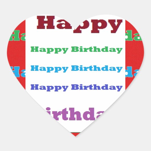 ハッピーバースデーグリーティングスクリプトアクリルレッドベース99 ハートシール (正面)