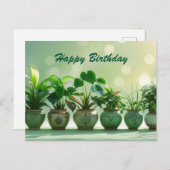 ハッピーバースデーグリーンハウスプラントインザポット ポストカード (正面/裏面)