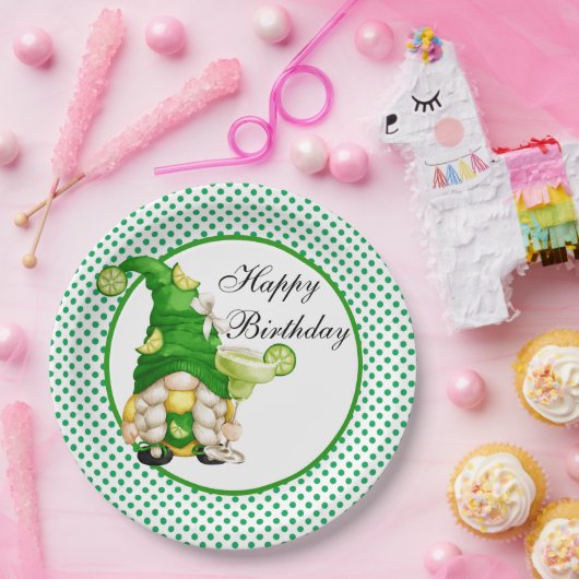 ハッピーバースデーグリーンマルガリータ格言 ペーパープレート (パーティー)