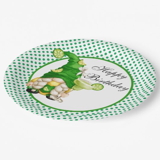 ハッピーバースデーグリーンマルガリータ格言 ペーパープレート (アングル)