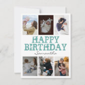 ハッピーバースデーグリーン6フォトコラージグリーティングカード (正面)