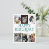 ハッピーバースデーグリーン6フォトコラージグリーティングカード (スタンド正面)
