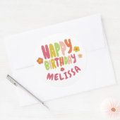 ハッピーバースデーグルーヴィデイジーカラフルカスタム ラウンドシール (封筒)