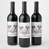 ハッピーバースデーグレートダーンドッグズカップケーキ ワインラベル (ボトル)