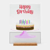 ハッピーバースデーケーキとキャンドルのアクリルの看板 アクリルサイン (正面)